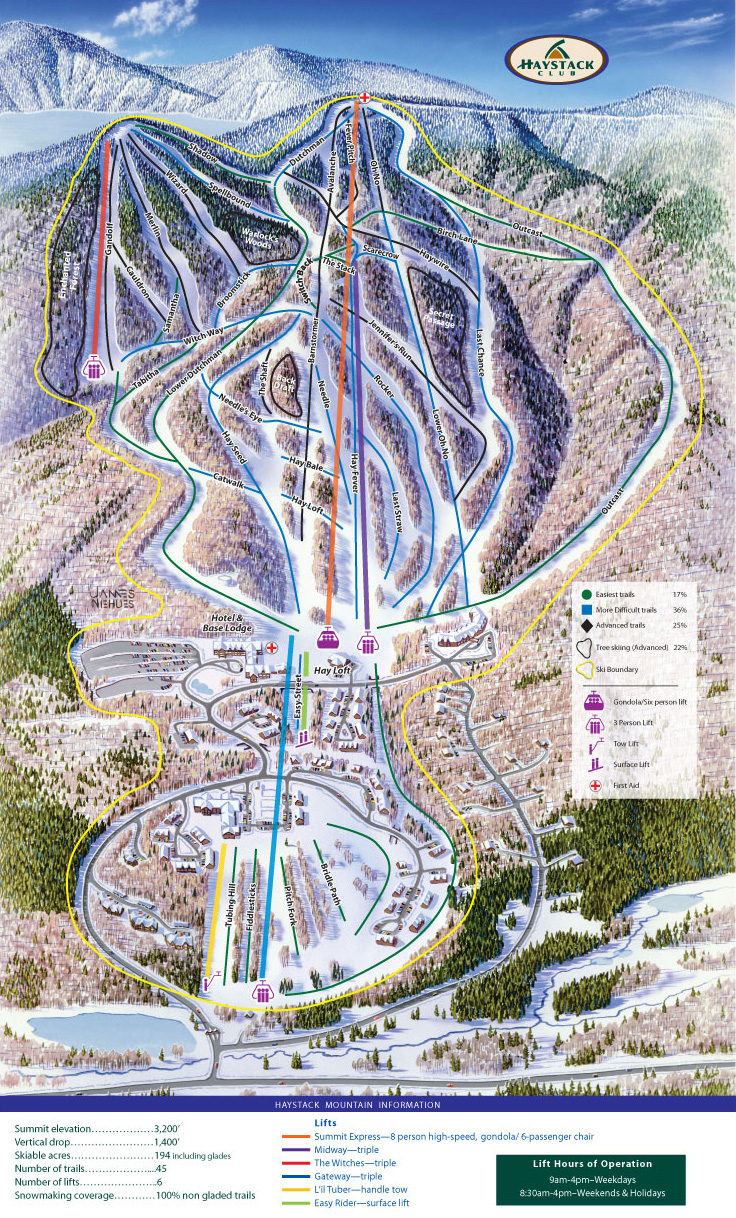 Haystack Club Ski Trail map Wilmington VT • mappery