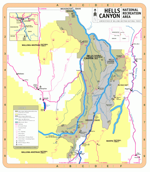 Hells Canyon National Recreation Area Map - Hells Canyon National 