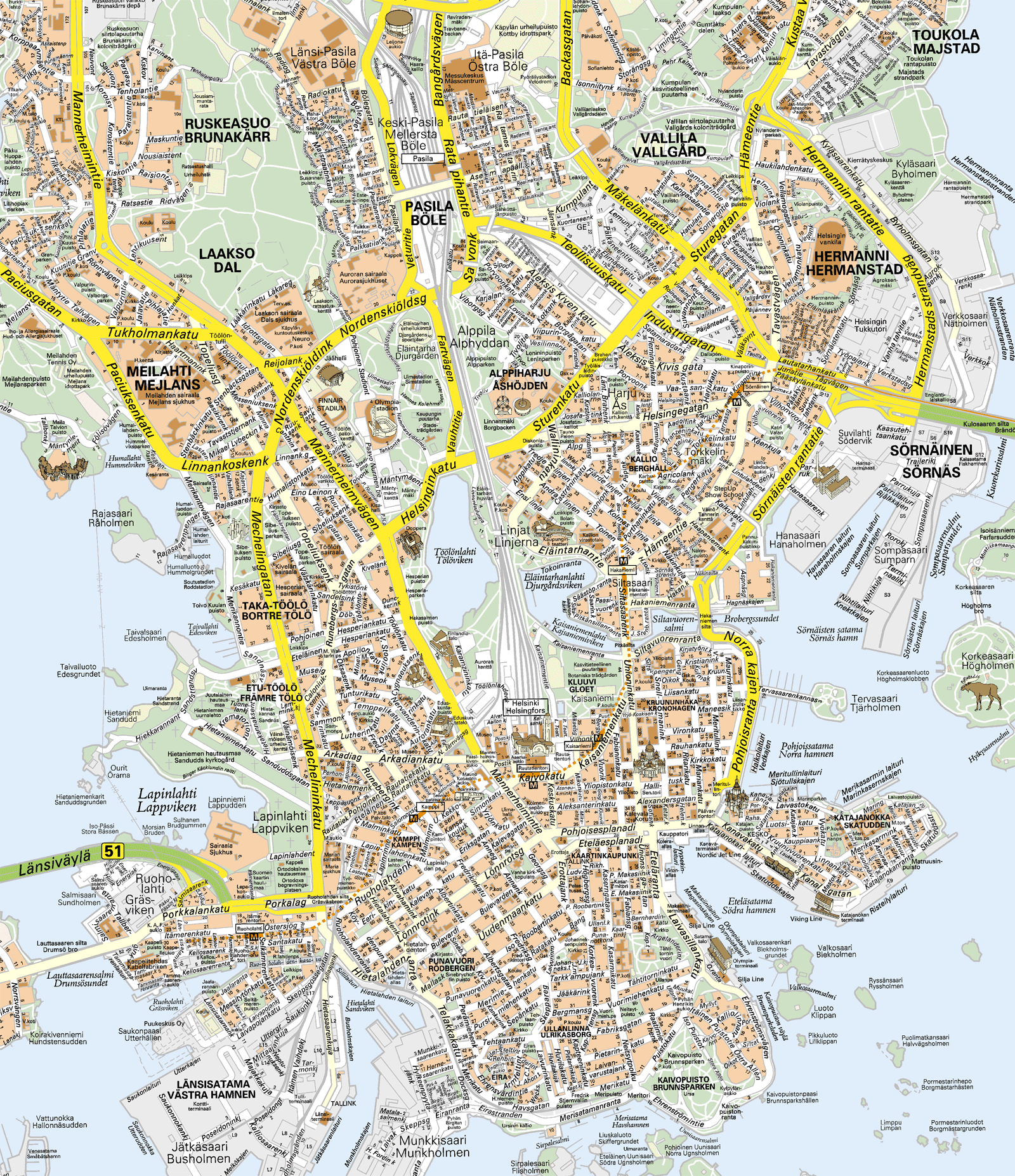 Helsinki tourist map helsinki finland mappery