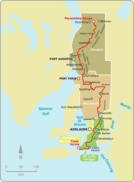 Heysen Trail Fire Ban Map - Adelaide Australia • mappery