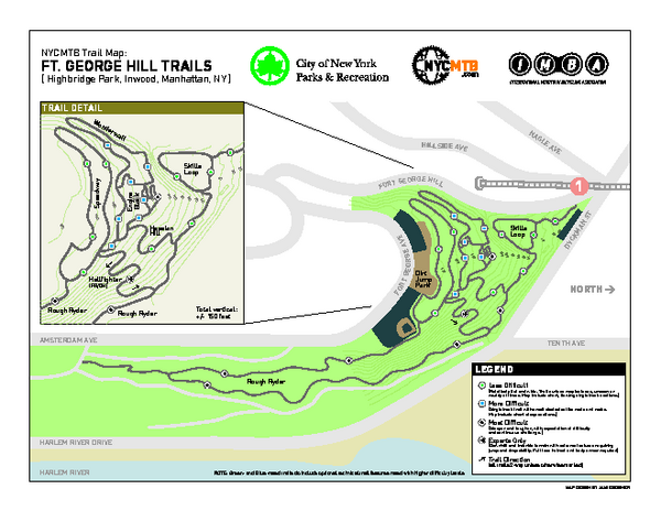 Highbridge Park mountain bike trail map