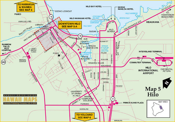 Hilo, Hawii Tourist Map