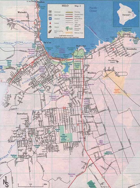 Hilo, Hawii Tourist Map