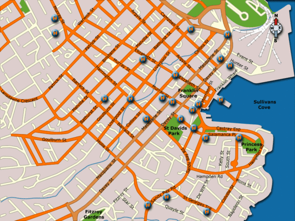 Hobart Hotel Map