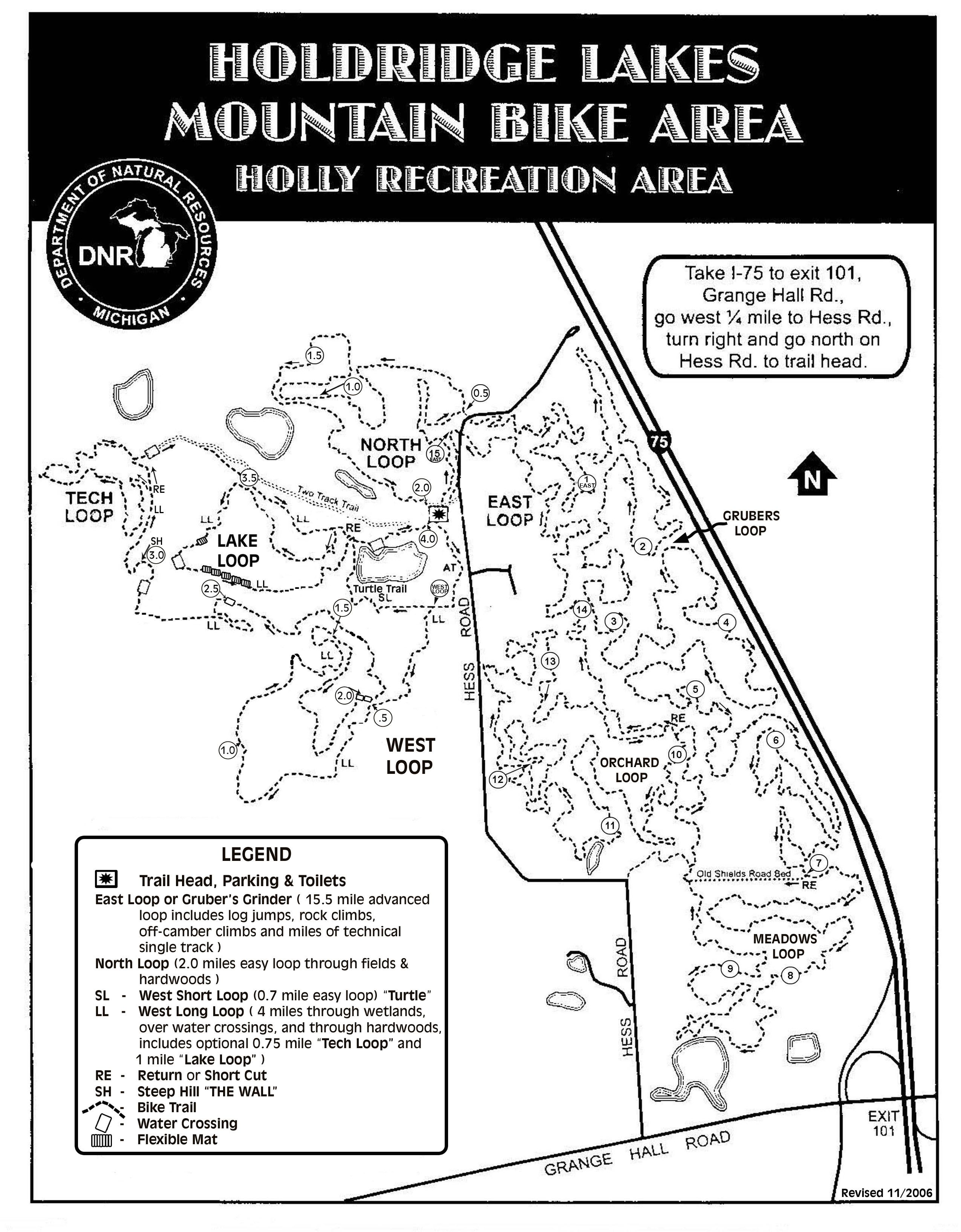 Holdridge Lakes Mountain Bike Map Holly Michigan • mappery