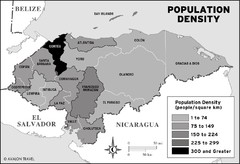 Honduras population density Map