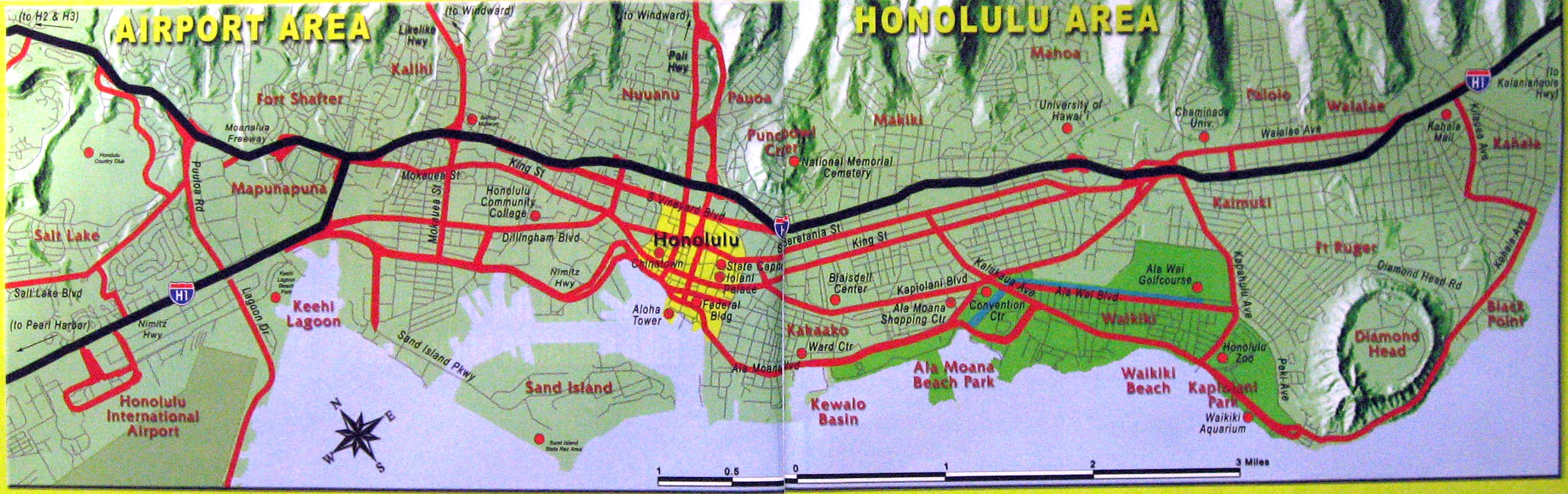 Honolulu City and Airport Map Honolulu • mappery