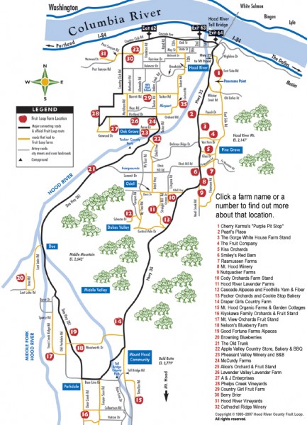 Hood River County Fruit Loop map