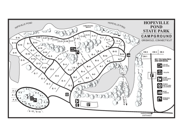 Hopeville Pond campground map