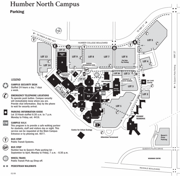 Humber College North Campus Parking Map