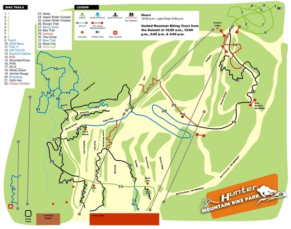 Hunter Mountain Bike Park Map