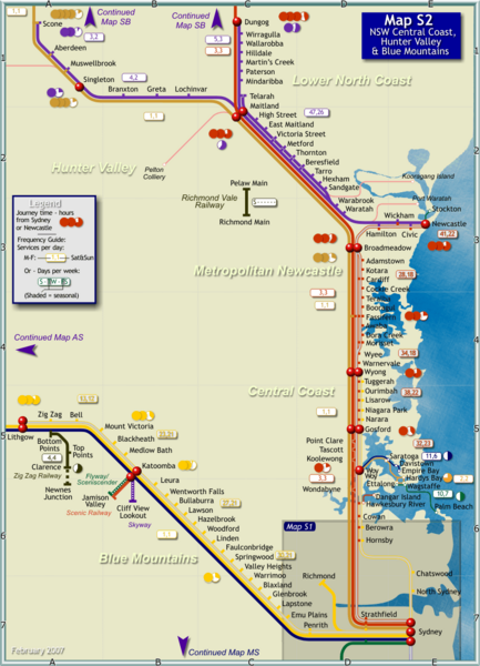 Central Coast Train Map Hunter Valley Rail Map - Hunter Valley Australia • Mappery