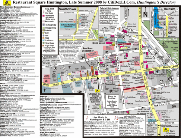 Huntington, New York Restaurant Map