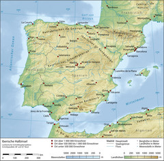 Iberian Peninsula Physical Map