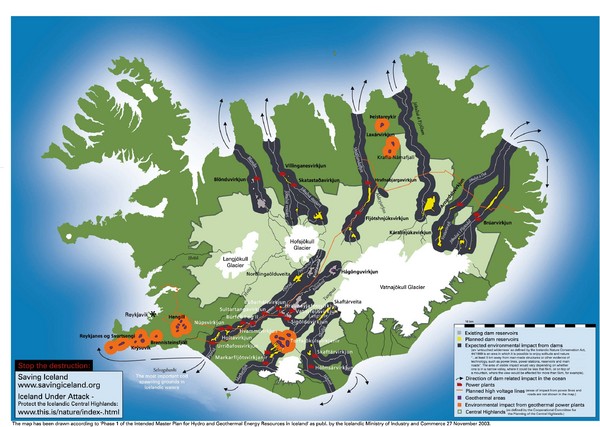 Iceland Dam and Geothermal Impact Map