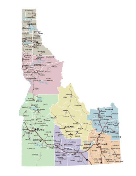 Idaho Road Map Pdf Idaho Road Map - Idaho • Mappery