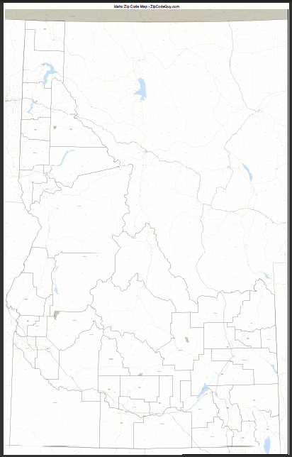 Idaho Zip Code Map Idaho • Mappery