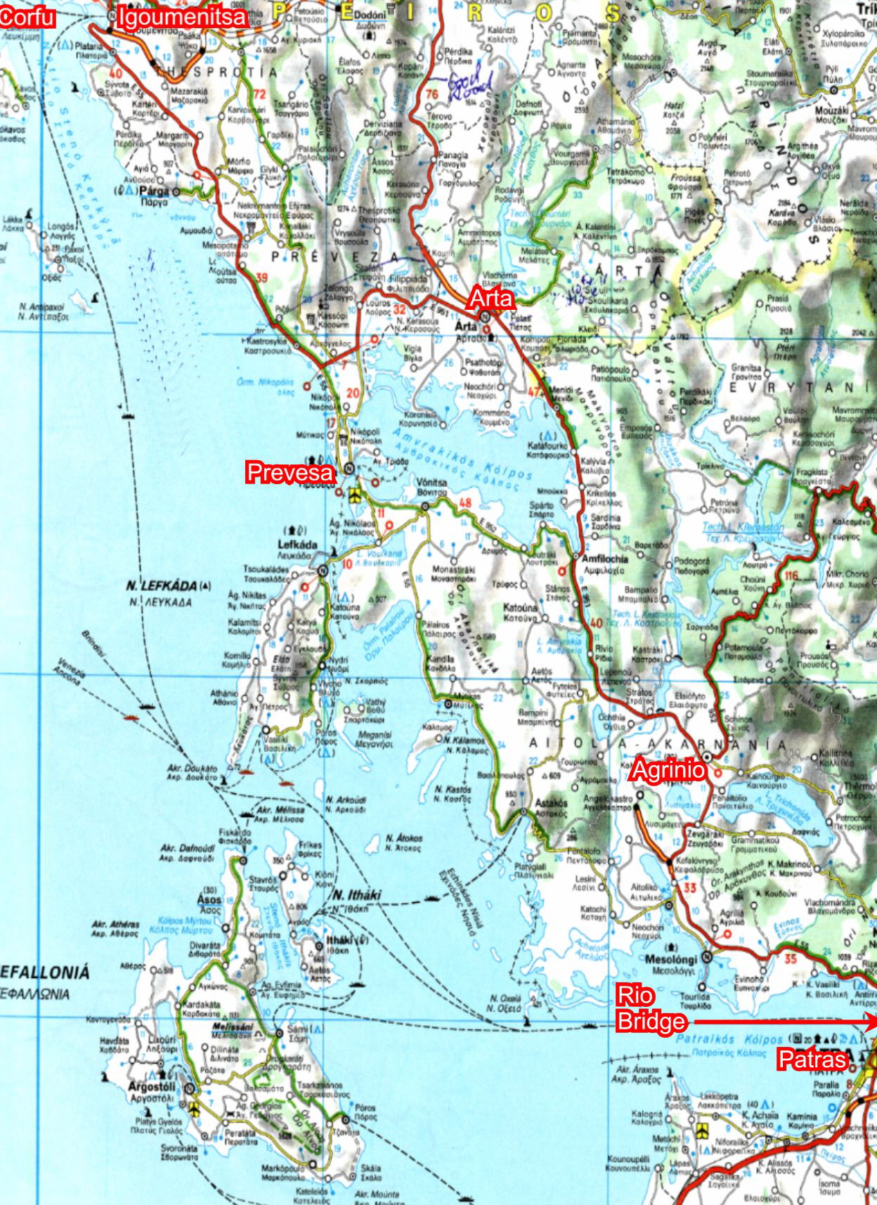 Igoumenitsa to Patras Travel Map - Igoumenitsa • mappery