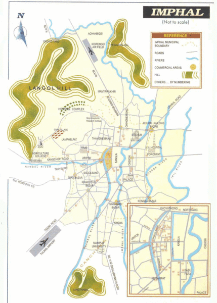 Imphal India Tourist Map