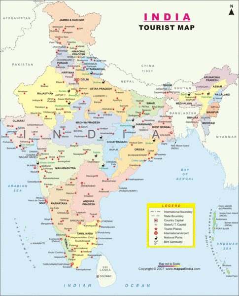 Tourist Map Of India India Tourist Map - India • Mappery