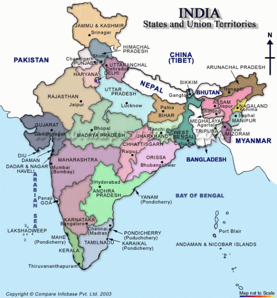 India states and union territories Map