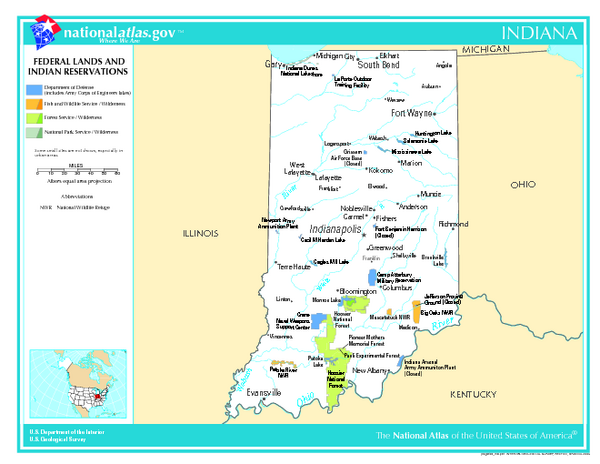 Indiana - Federal Lands and Indian Reservations Map