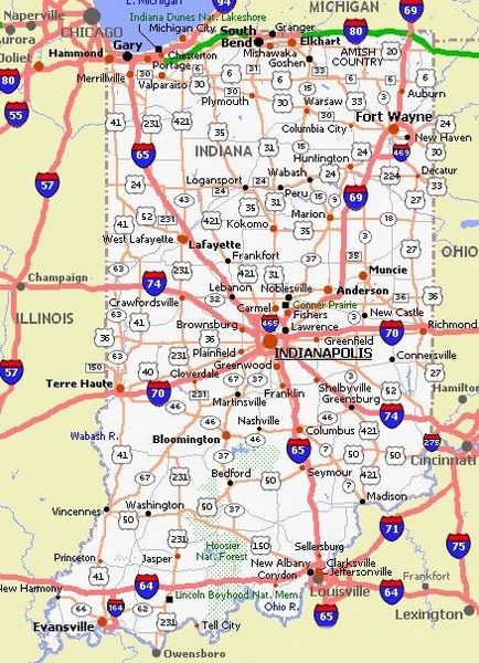 Indiana Road Map