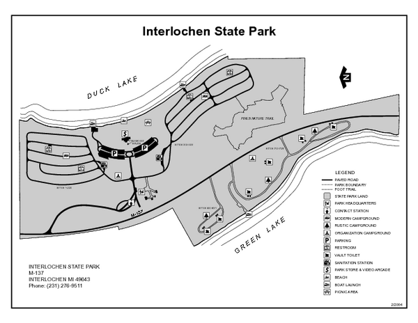 Interlochen State Park, Michigan Site Map