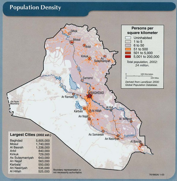 Iraq Population Density Map