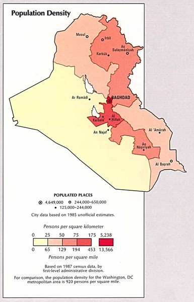 Iraq Population Density Map