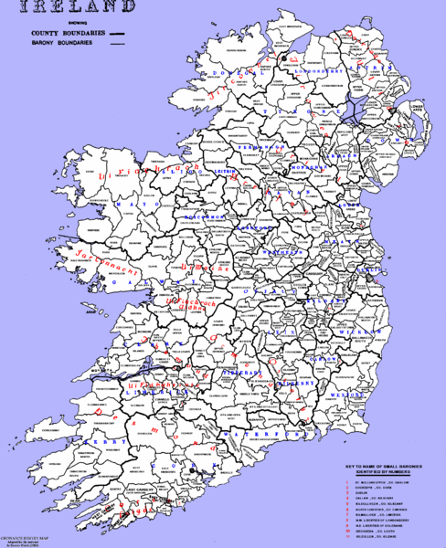 Ireland County/ Barony Map