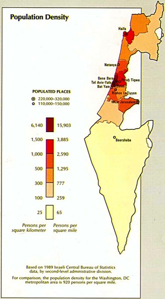 Israel Population Density Map