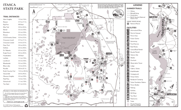 Itasca State Park Summer Map