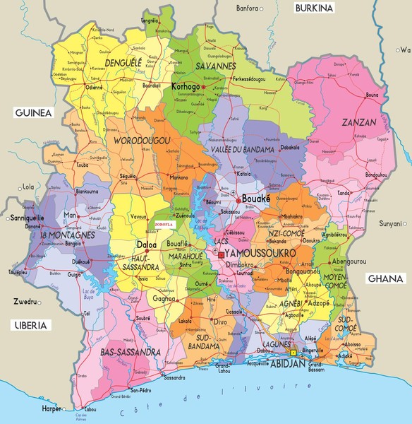 Ivory Coast Political Map