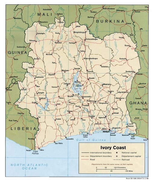 Ivory Coast Political Map