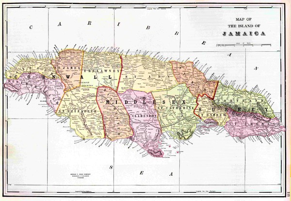 Jamaica 1910 Map