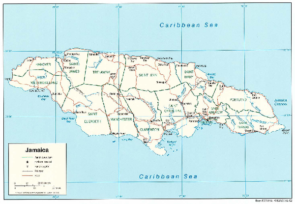 Jamaica (Political) 2002 Map