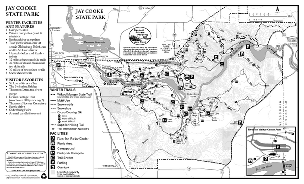 Jay Cooke State Park Winter Map