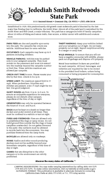 Jedediah Smith Campground Map Jedediah Smith Redwoods State Park Campground Map - 1111 2Nd St Crescent  City Ca • Mappery