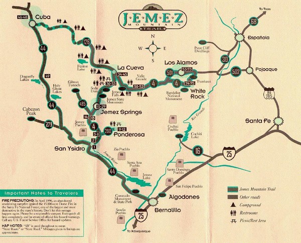 Jemez Mountains, New Mexico Tourist Map