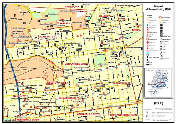 Map Of Johannesburg City Johannesburg Map - Johannesburg South Africa • Mappery