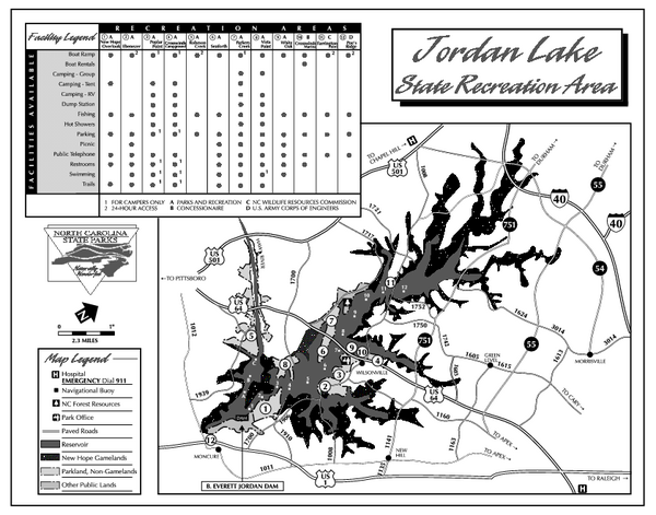 Jordan Lake State Recreation Area map