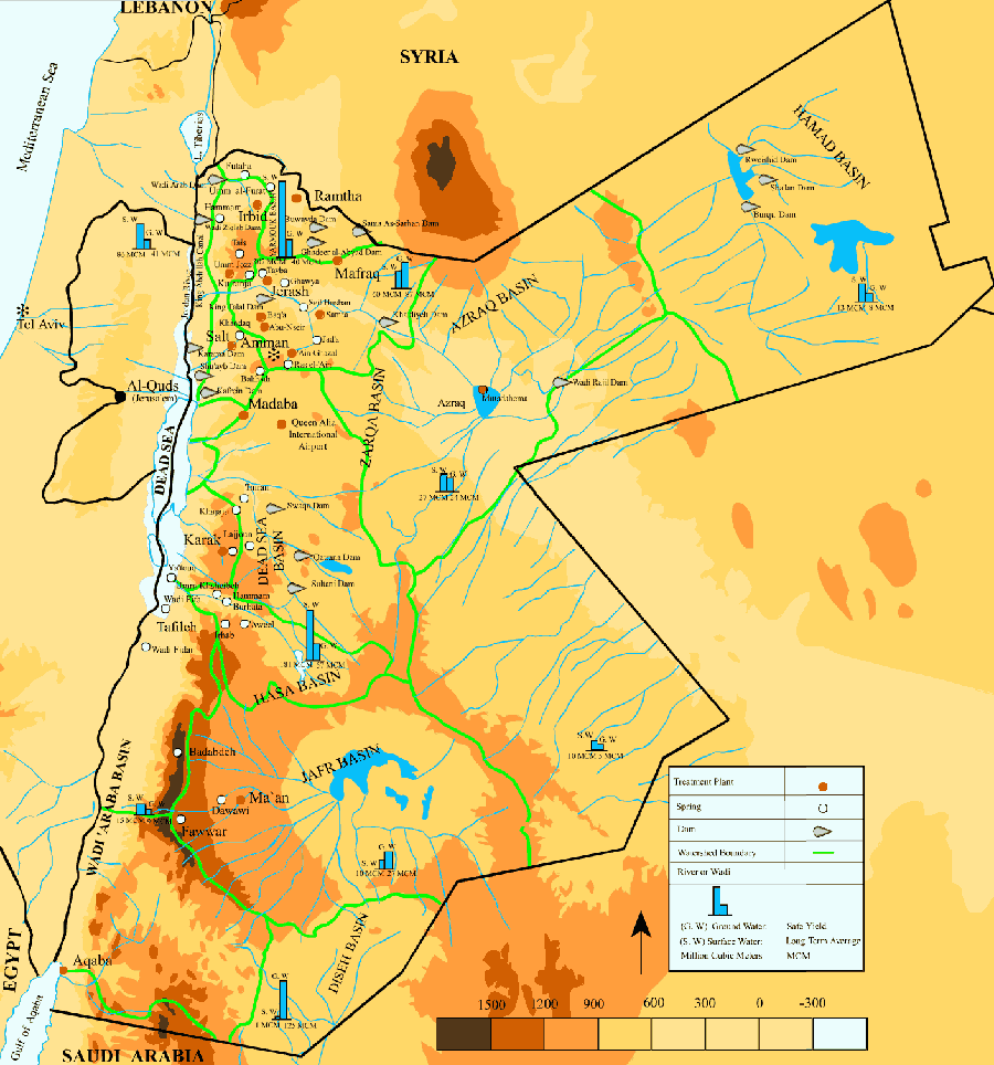 Jordan Water resources Map • mappery
