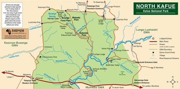 Kafue National park north Map