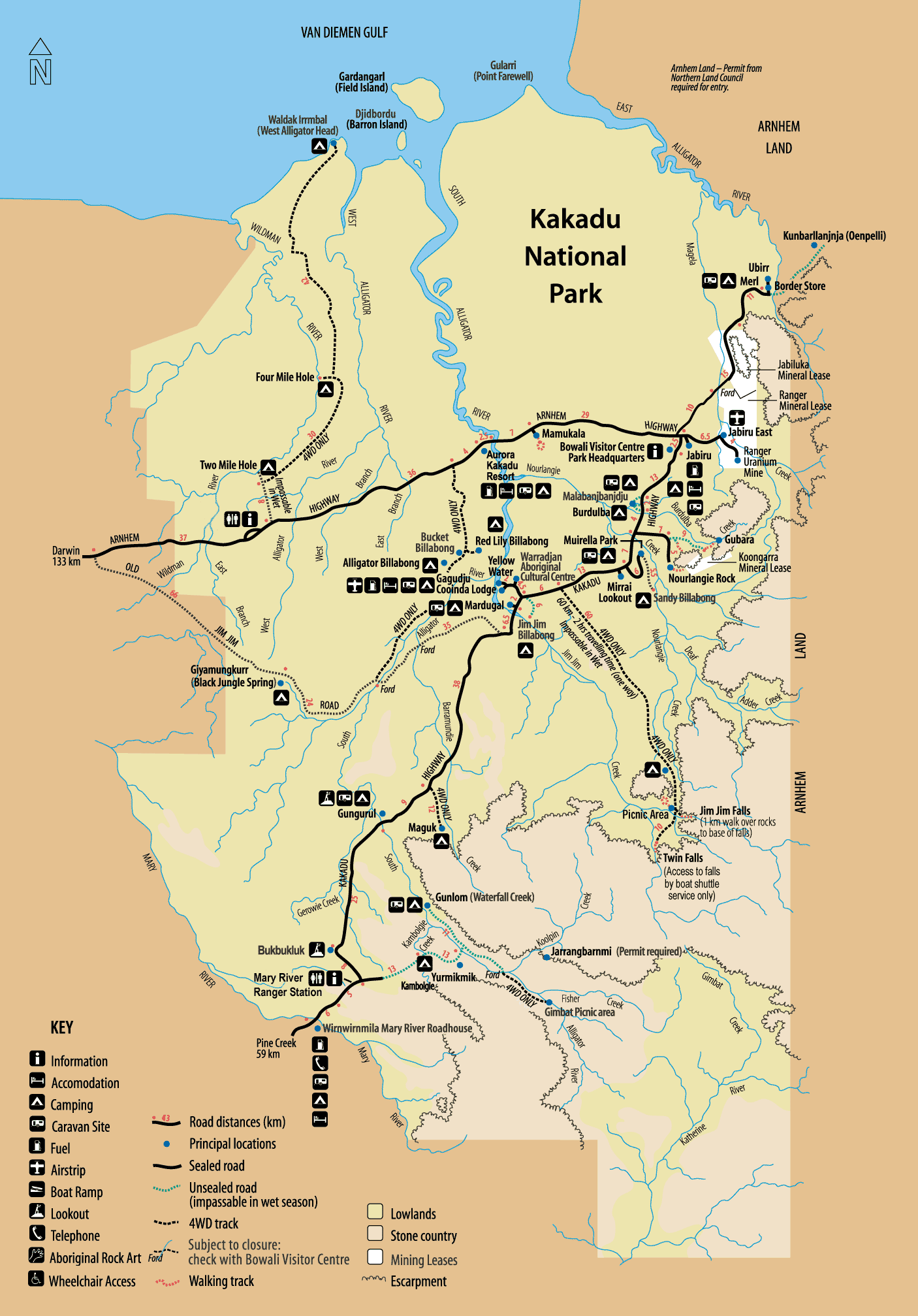 Kakadu National Park Map Kakadu National Park Australia • mappery
