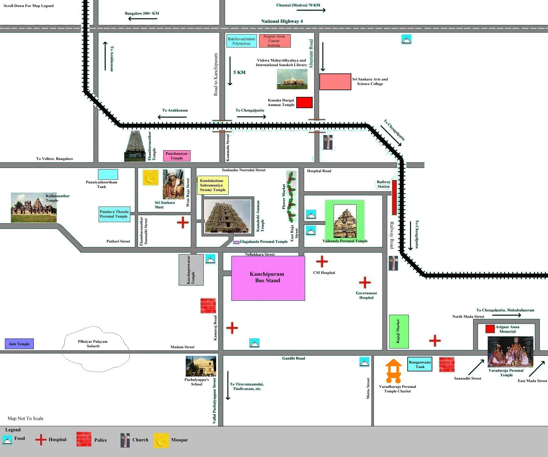 Kanchipuram Tourist Map Kanchipuram India • mappery