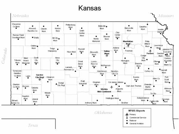 Kansas Airports Map