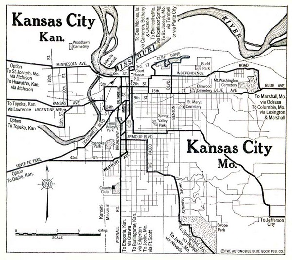 Kansas City The Automobile Blue Book 1920 Map