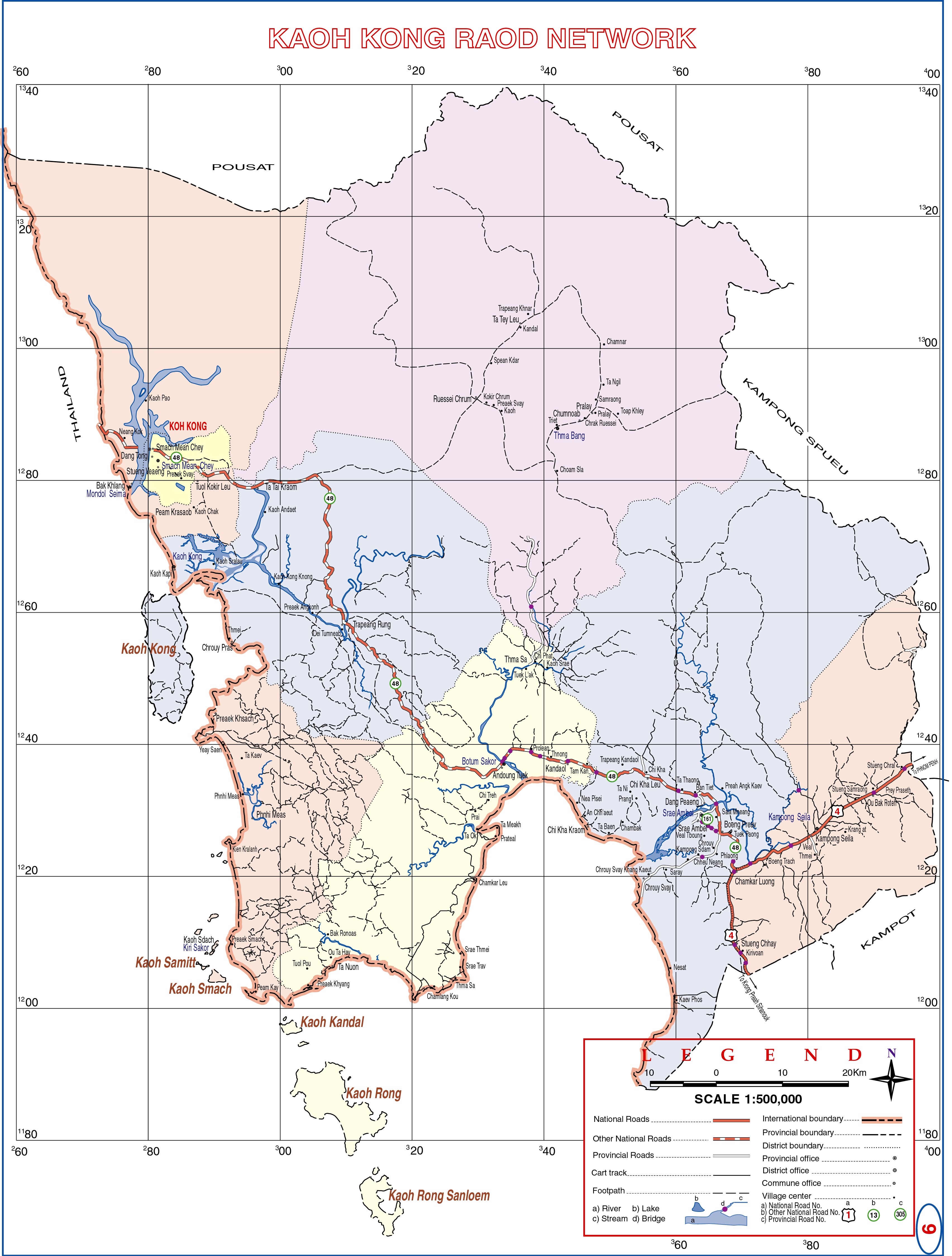 Koh Kong Province Map Kaoh Kong Province Cambodia Road Map Koh Kong - Kaoh Kong Province Cambodia  • Mappery