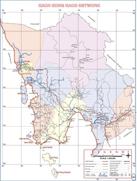 Kaoh Kong Province Cambodia Road Map ( Koh Kong )